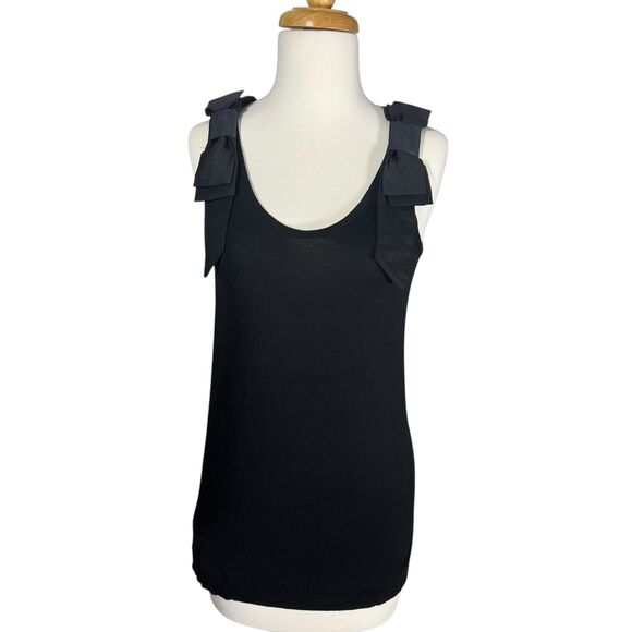 MNG Mango Black Bow Strap Scoop Neck Cami Camisole Tank Top Sz M/L - Picture 1 of 6
